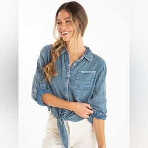 Teal Button-Up Women's Top